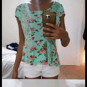 Turquoise Floral Top